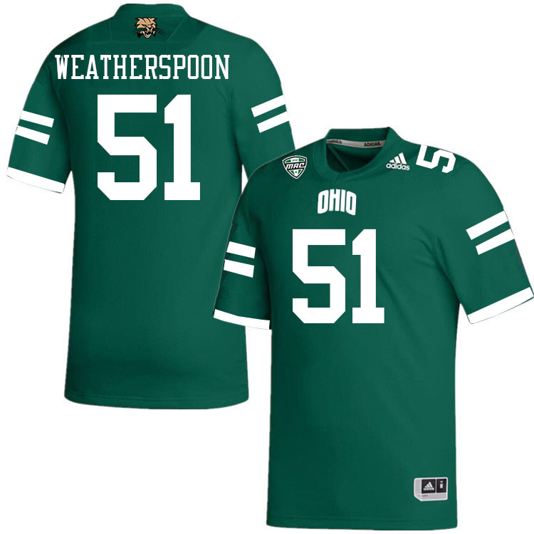 Ohio Bobcats #51 Davion Weatherspoon College Football Jerseys Stitched-Green